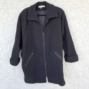 The Limited Black Wool Blend Zip Up Coat Jacket Size Small Raglan Sleeve 90s VTG